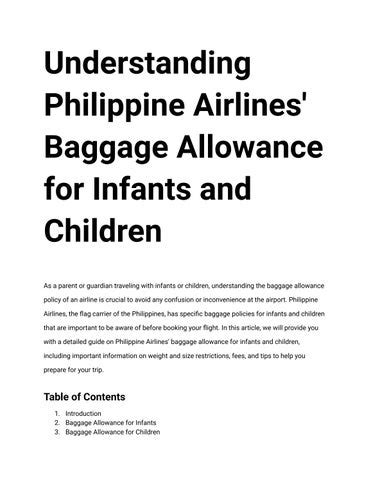 Philippine Airlines Baggage Allowance: Understanding Baggage Policies.